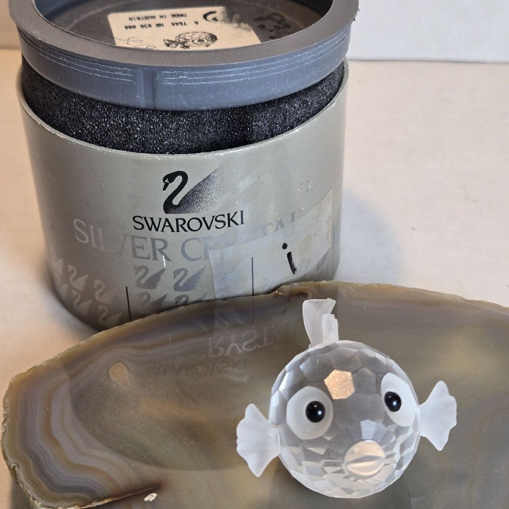 Swarovski Puffer Fish Figurine, Large 3”, Perfect Condition, Original Box